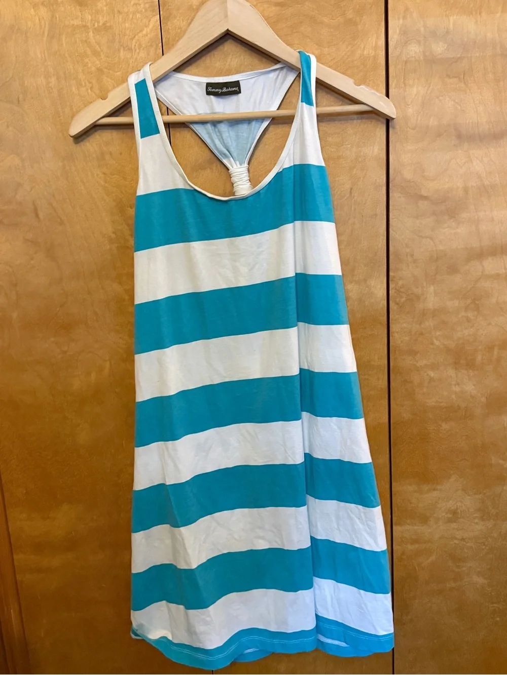Tommy Bahama Turquoise and White Striped Swim Coverup